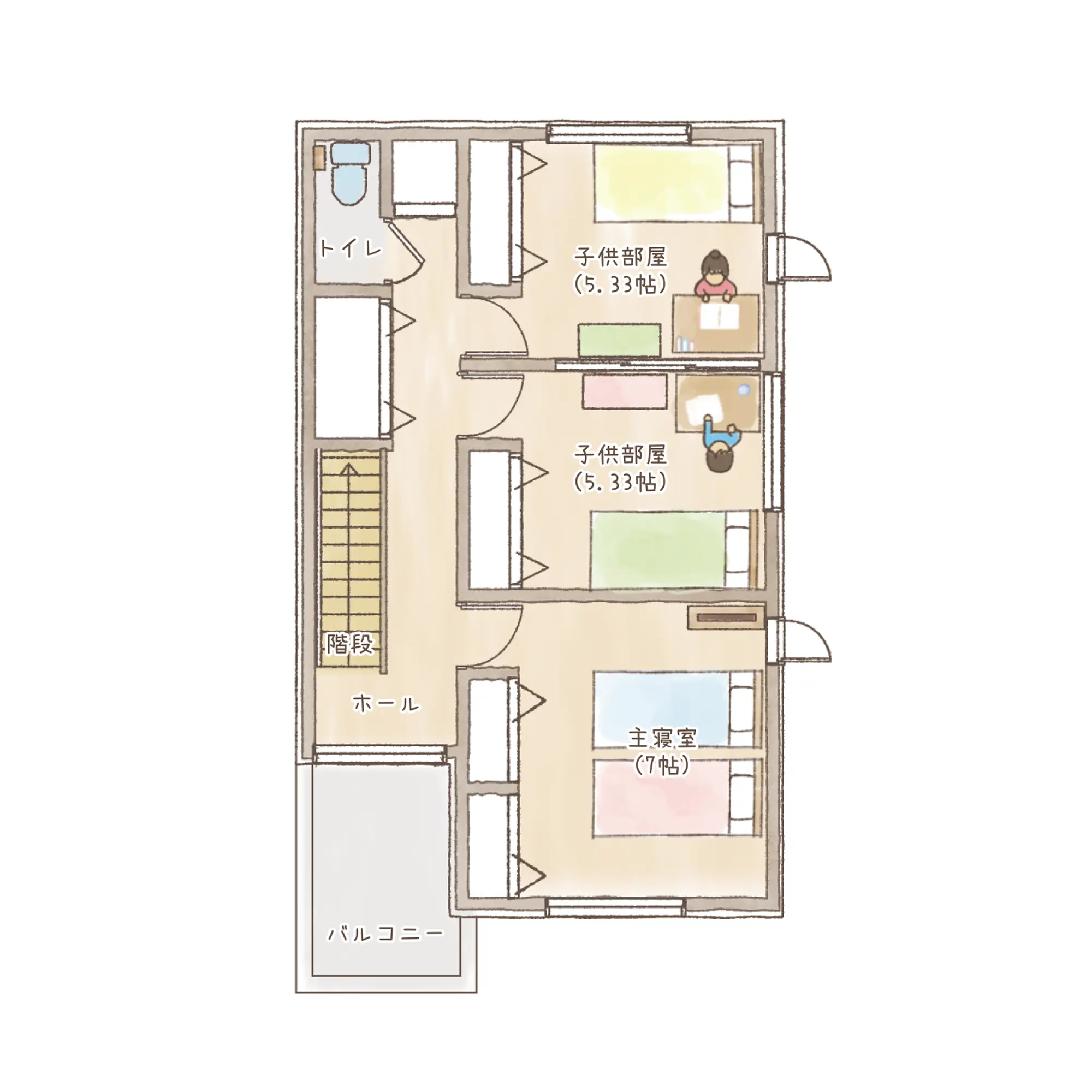 一条のハグミーS29-3050-0001の2階平面図|南3LDKで耐水害仕様 変更可能プランのプラン間取り