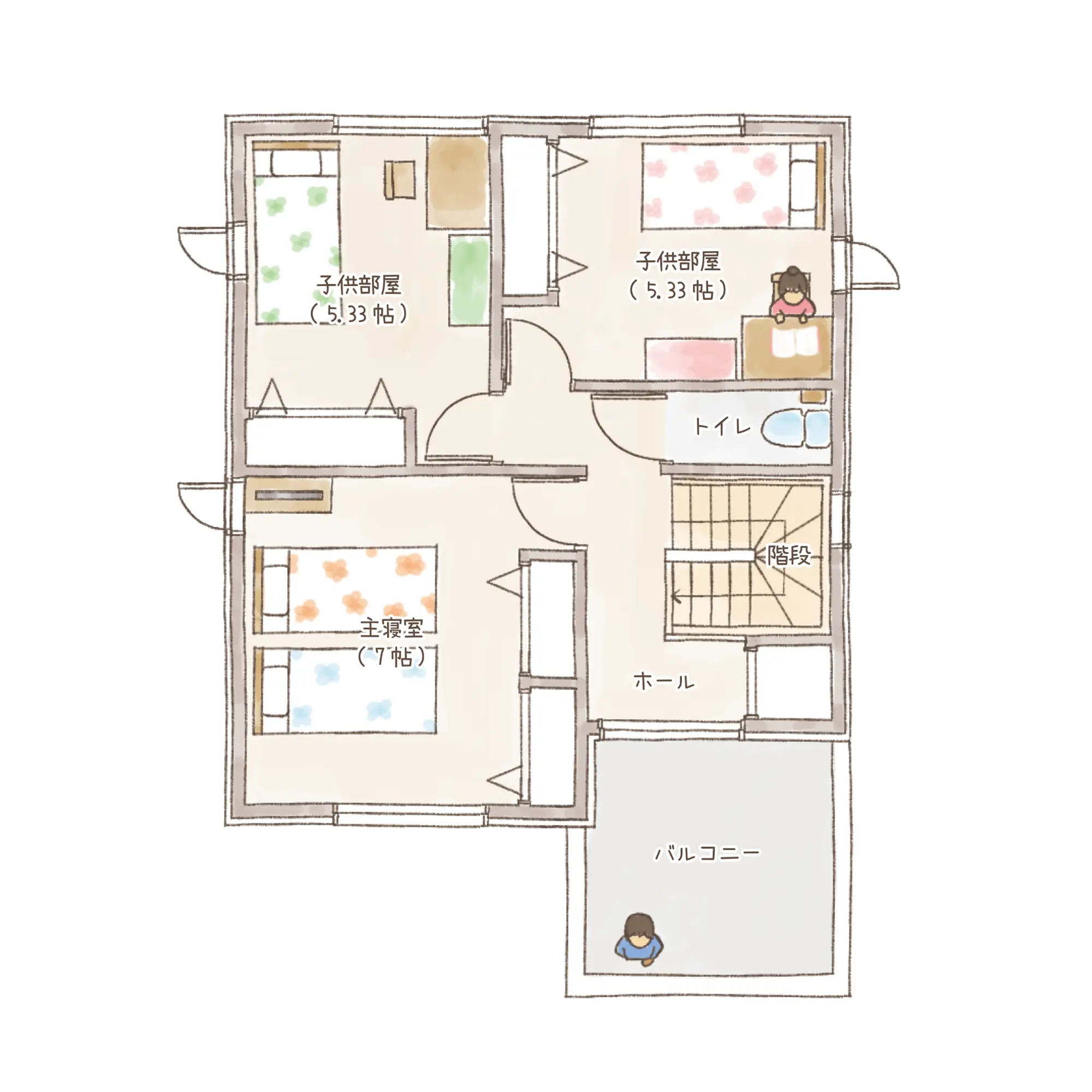 一条のハグミーS29-3545-0002の2階平面図|南3LDKでシューズクローク・耐水害仕様 変更可能プランのプラン間取り