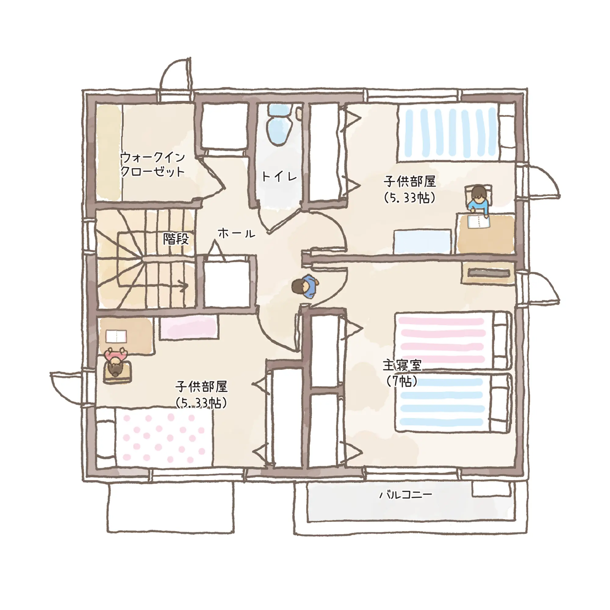 一条のハグミーS29-4040-0007の2階平面図|南3LDKでウォークインクローゼット・シューズクローク・耐水害仕様 変更可能プランのプラン間取り