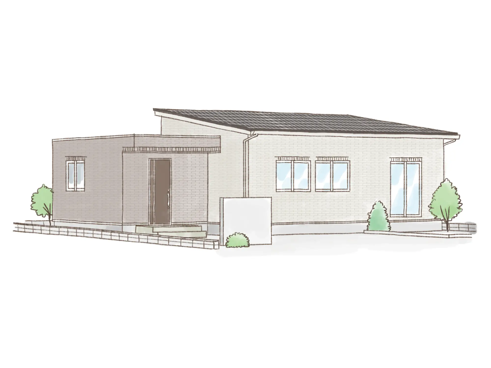 一条のハグミーS29-7045-0002の平屋立面図|南3LDKでウォークインクローゼット・シューズクローク・耐水害仕様 変更可能プランのプラン間取り