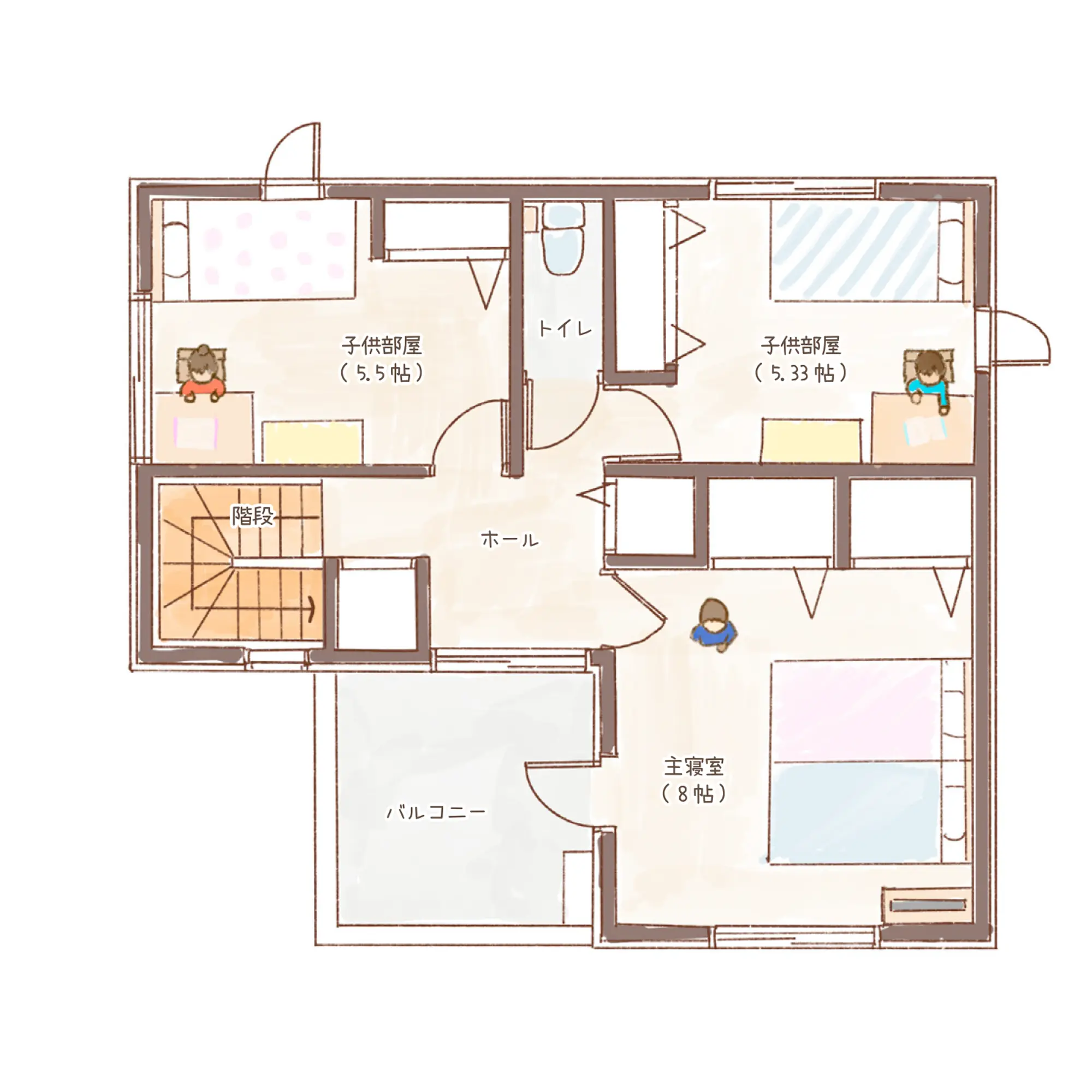 一条のハグミーS31-4540-0007の2階平面図|南3LDKでウォークインクローゼット・シューズクローク・耐水害仕様 変更可能プランのプラン間取り