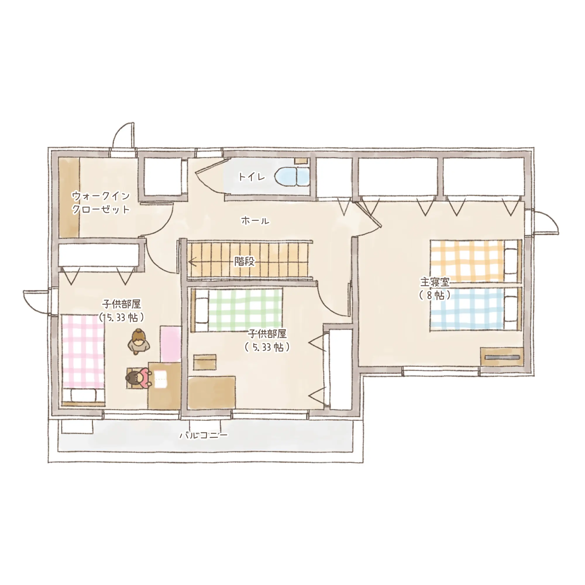 一条のハグミーS32-5535-0001の2階平面図|南3LDKでウォークインクローゼット・シューズクローク・耐水害仕様 変更可能プランのプラン間取り