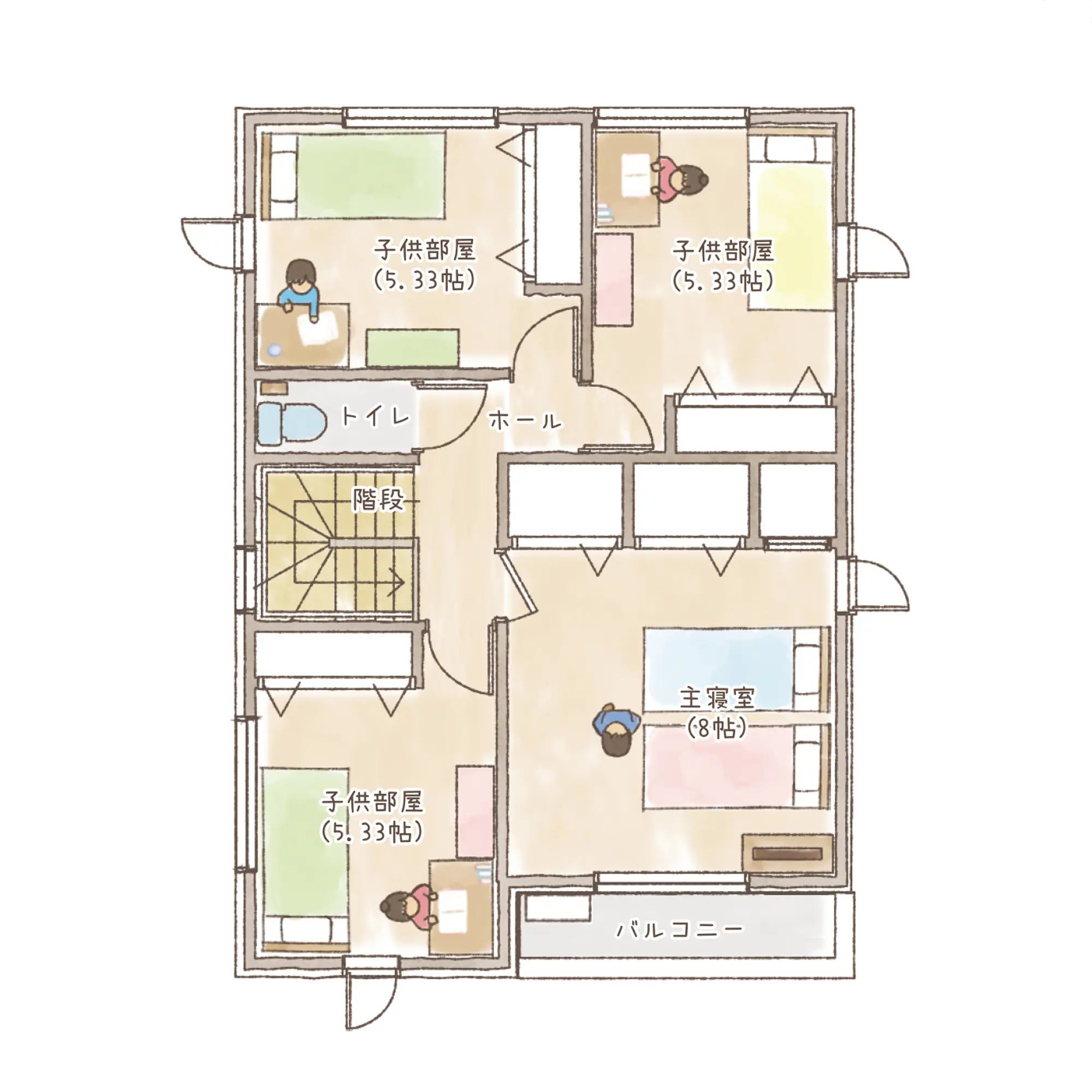一条のハグミーS33-3550-0005の2階平面図|南4LDKでシューズクローク・耐水害仕様 変更可能プランのプラン間取り