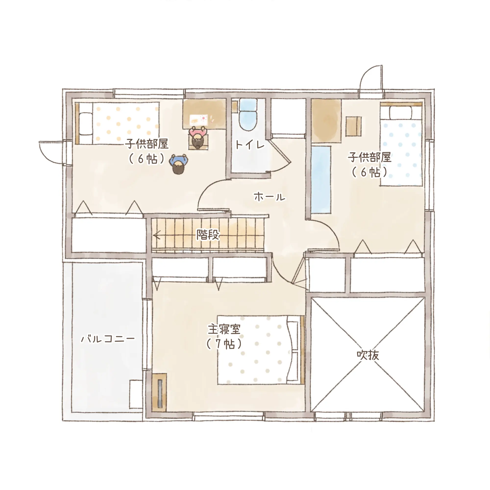 一条のハグミーS33-4540-0005の2階平面図|南4LDKで吹き抜け・和室・耐水害仕様 変更可能プランのプラン間取り