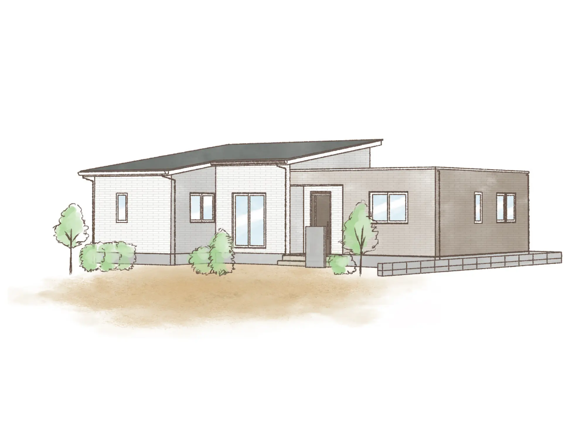 一条のハグミーS33-7555-0001の平屋立面図|南4LDKでウォークインクローゼット・シューズクローク・和室・耐水害仕様 変更可能プランのプラン間取り