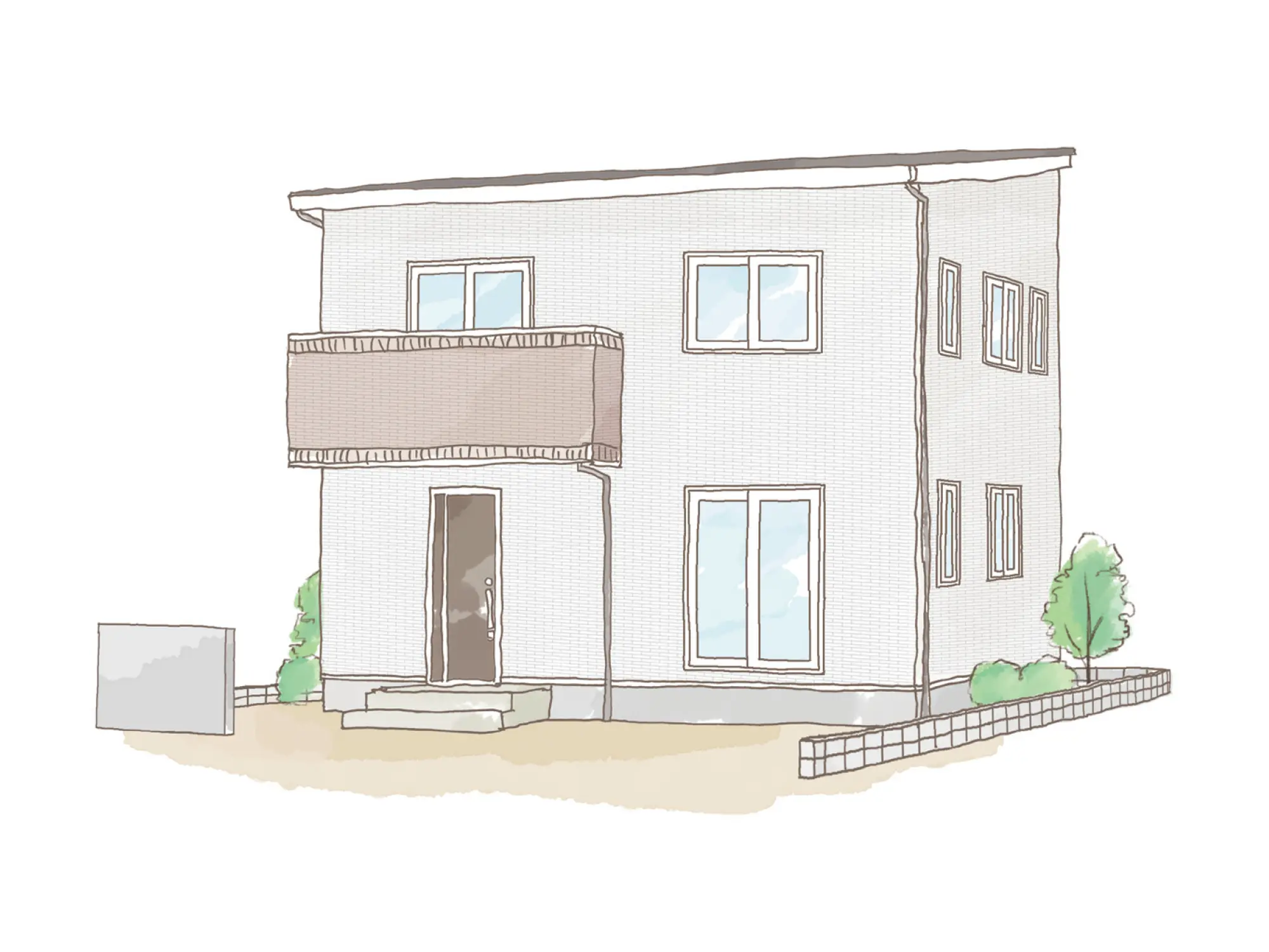 一条のハグミーS35-4045-0002の2階建て立面図|南4LDKで吹き抜け・リビング階段・ウォークインクローゼット・シューズクローク・和室・耐水害仕様 変更可能プランのプラン間取り