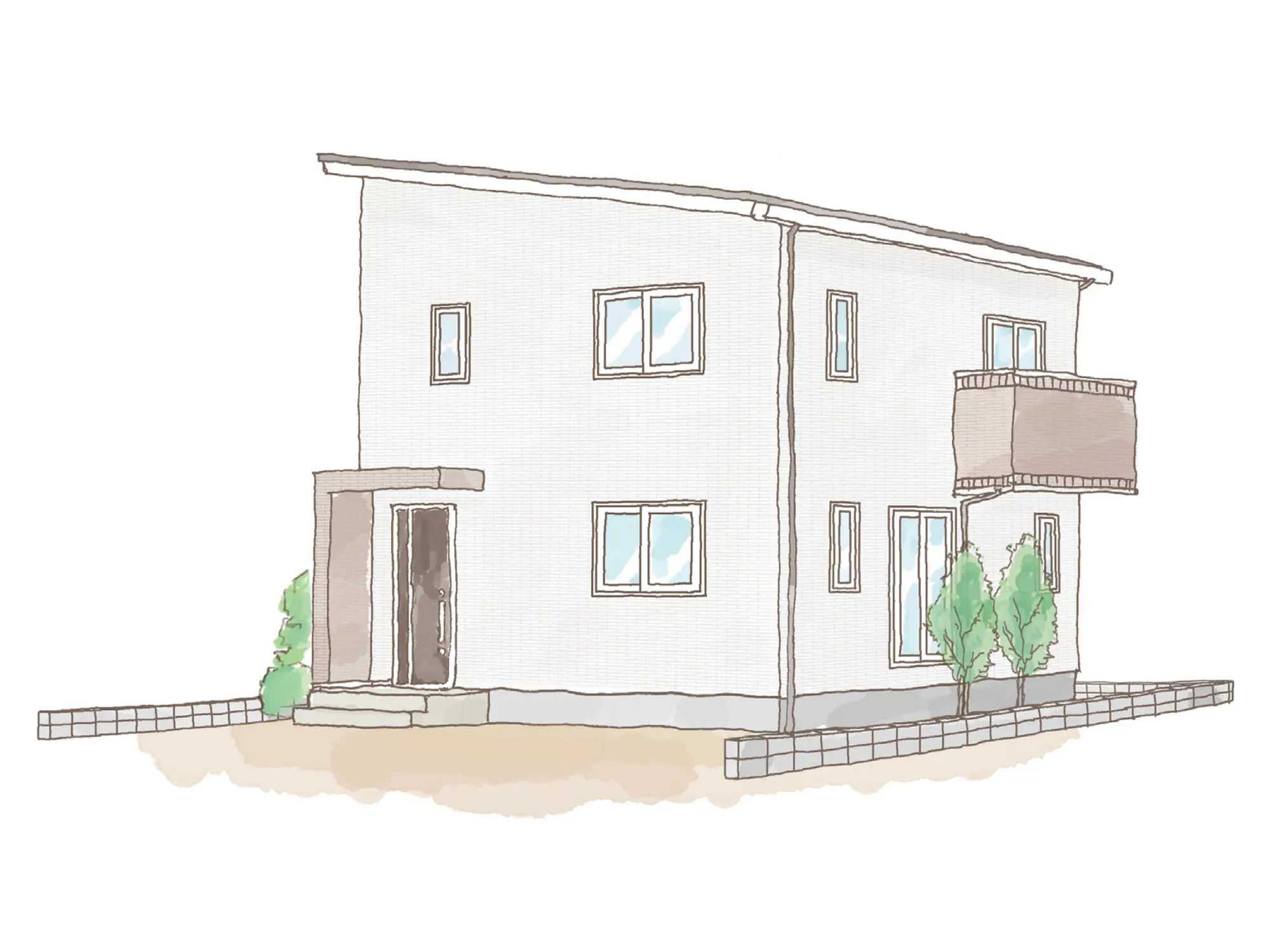 一条のハグミーW32-3545-0003の2階建て立面図|東西3LDKでウォークインクローゼット・シューズクローク・耐水害仕様 変更可能プランのプラン間取り