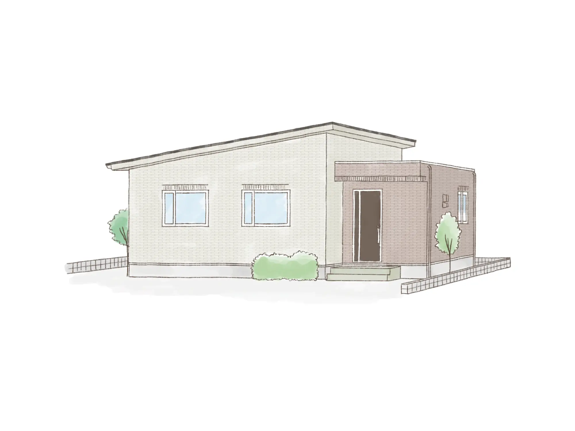 一条のハグミーE23-5050-0002の平屋立面図|東西2LDKでウォークインクローゼット・シューズクローク・和室・耐水害仕様 変更可能プランのプラン間取り
