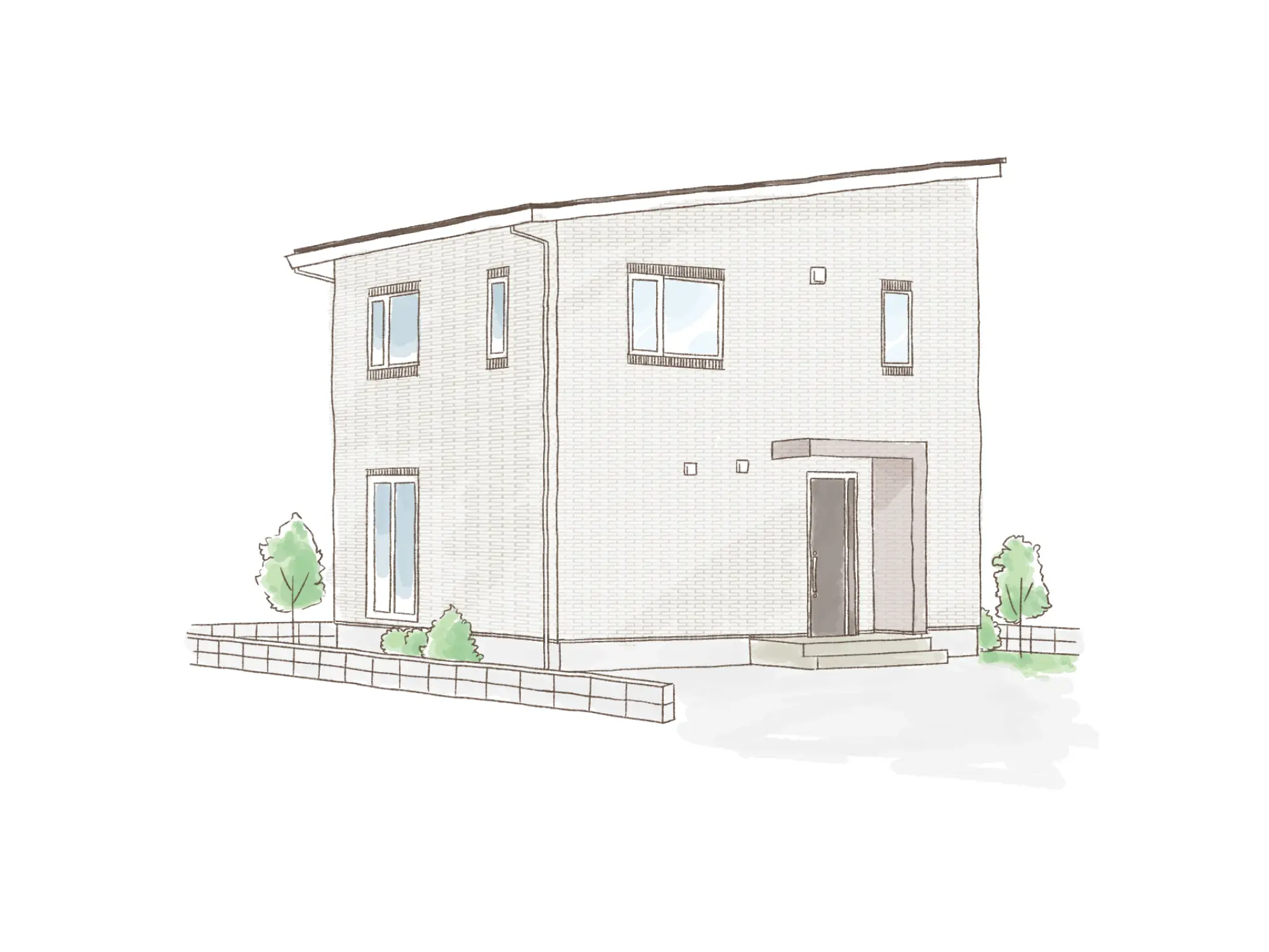 一条のハグミーE28-4035-0002の2階建て立面図|東西3LDKで耐水害仕様 変更可能プランのプラン間取り