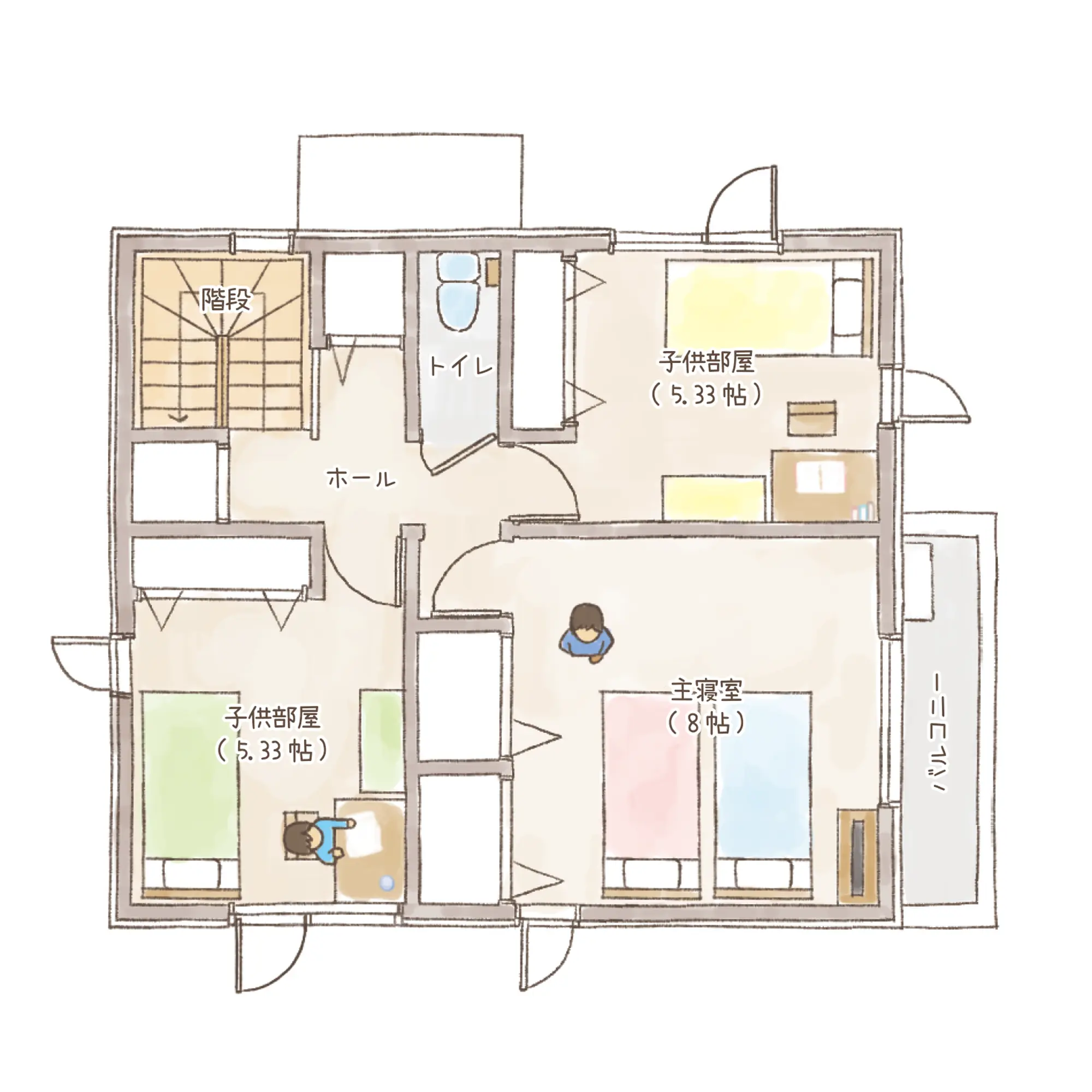 一条のハグミーN29-4535-0002の2階平面図|北3LDKで耐水害仕様 変更可能プランのプラン間取り