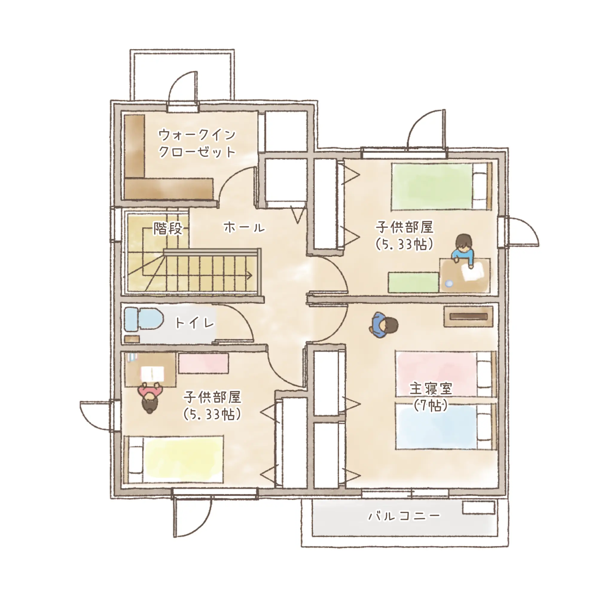 一条のハグミーN31-4045-0003の2階平面図|北3LDKでウォークインクローゼット・シューズクローク・耐水害仕様 変更可能プランのプラン間取り