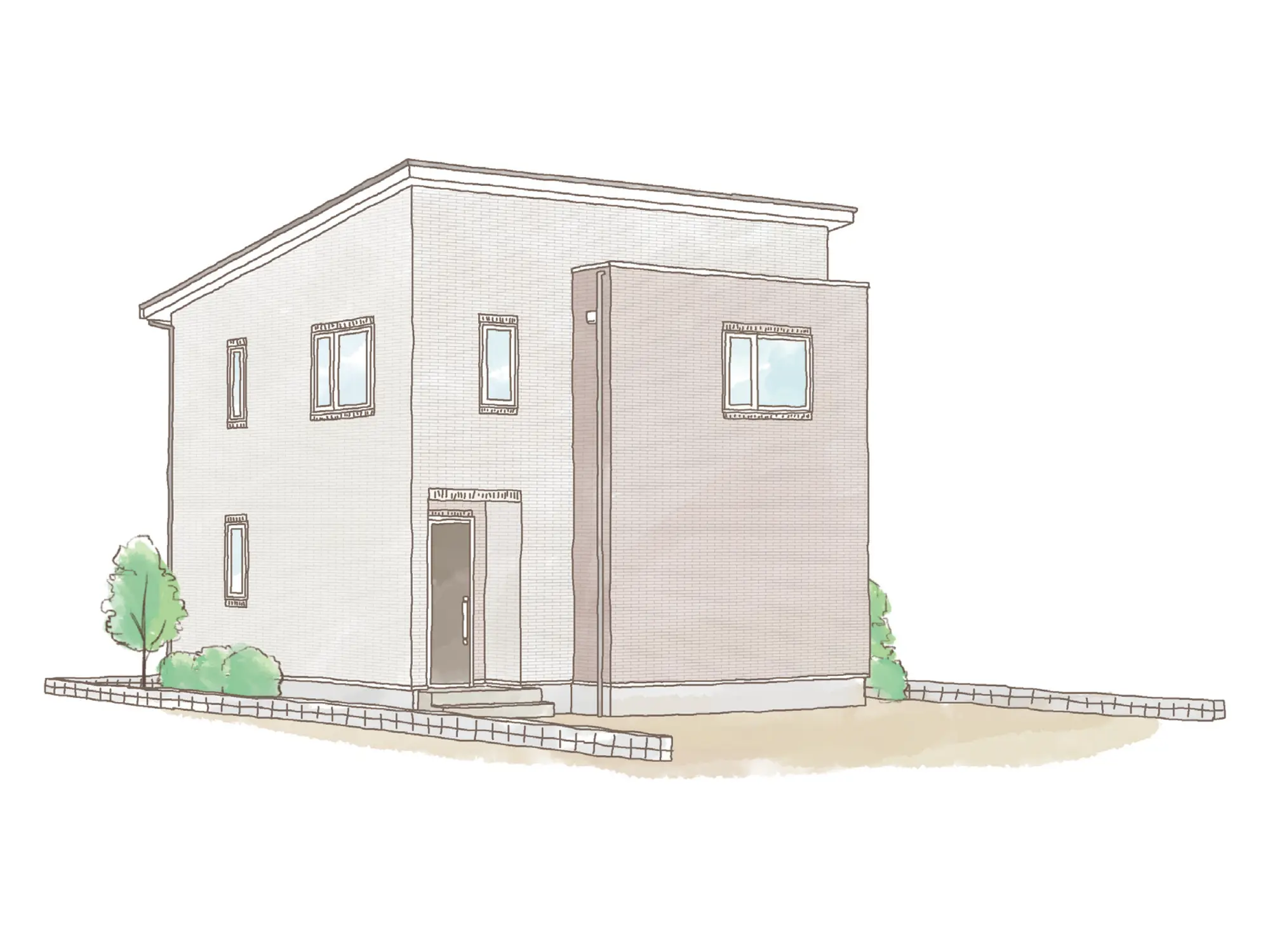 一条のハグミーN33-4045-0004の2階建て立面図|北4LDKで吹き抜け・リビング階段・シューズクローク・和室のプラン間取り