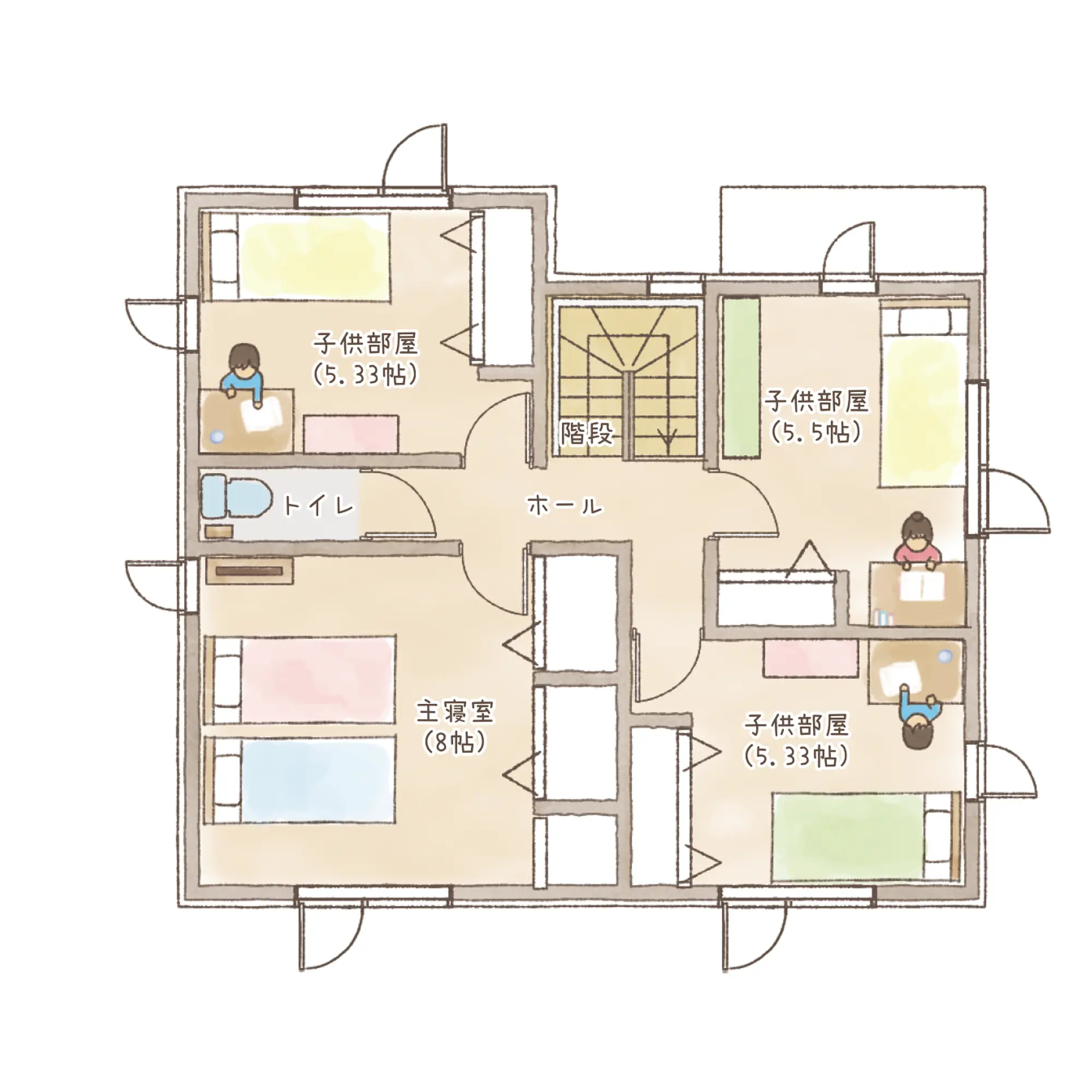 一条のハグミーN33-4540-0006の2階平面図|北4LDKでウォークインクローゼット・シューズクローク・耐水害仕様 変更可能プランのプラン間取り