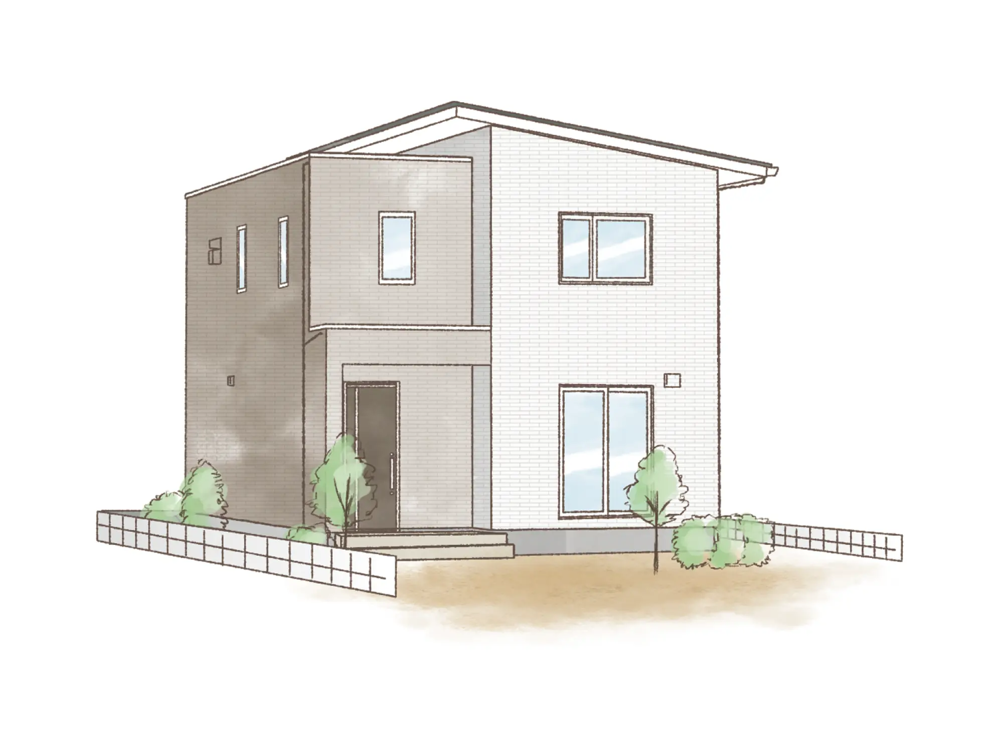 一条のハグミーS33-3550-0009の2階建て立面図|南4LDKで吹き抜け・リビング階段・ウォークインクローゼット・和室・耐水害仕様 変更可能プランのプラン間取り