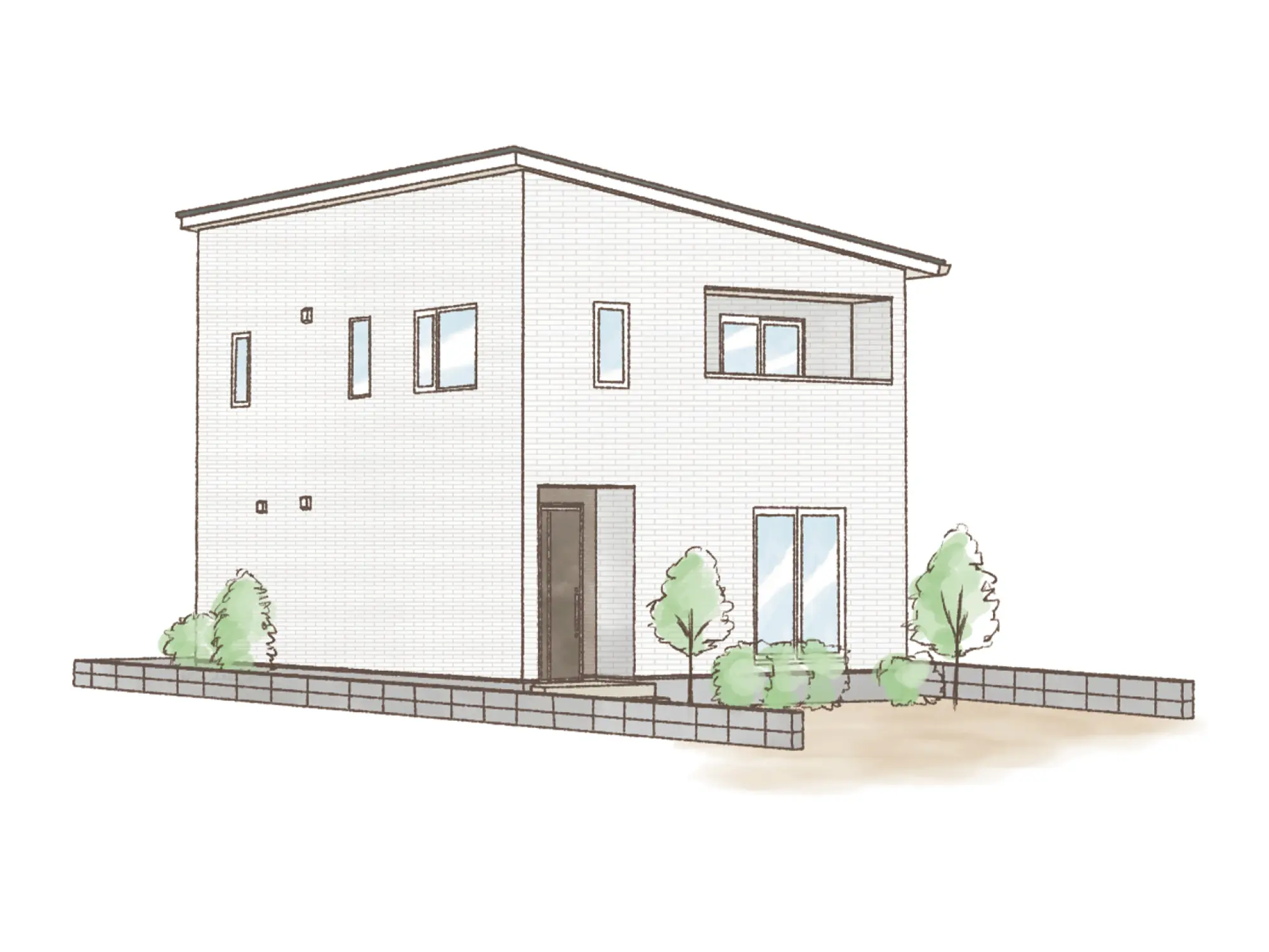 一条のハグミーS35-3550-0001の2階建て立面図|南4LDKでシューズクローク・耐水害仕様 変更可能プランのプラン間取り