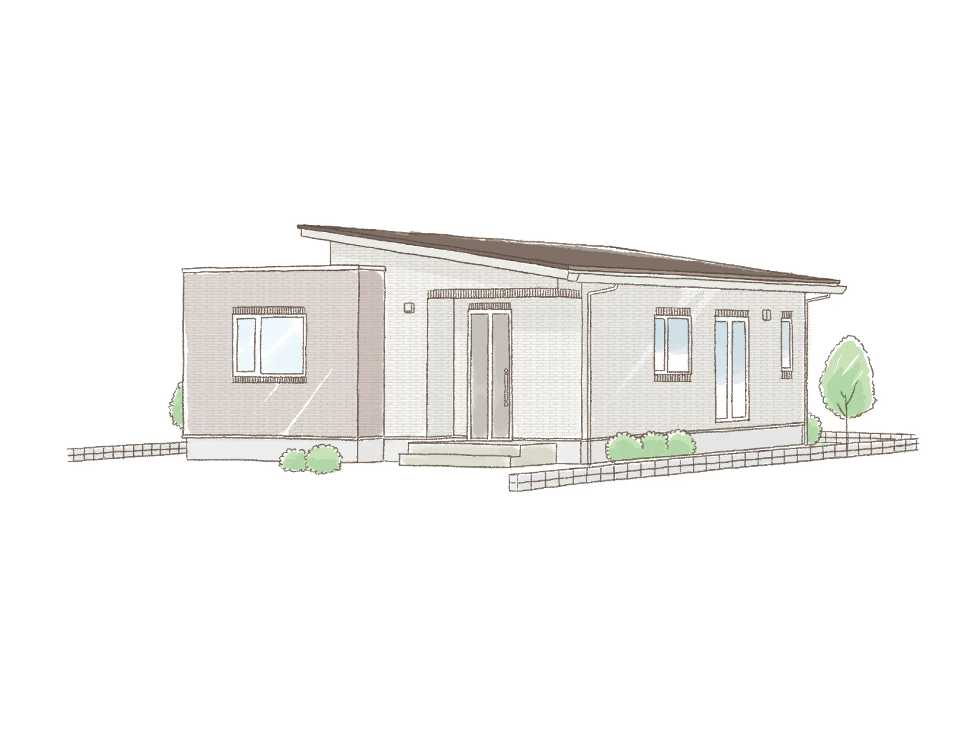 一条のハグミーW24-4065-0001の平屋立面図|東西3LDKでシューズクローク・耐水害仕様 変更可能プランのプラン間取り