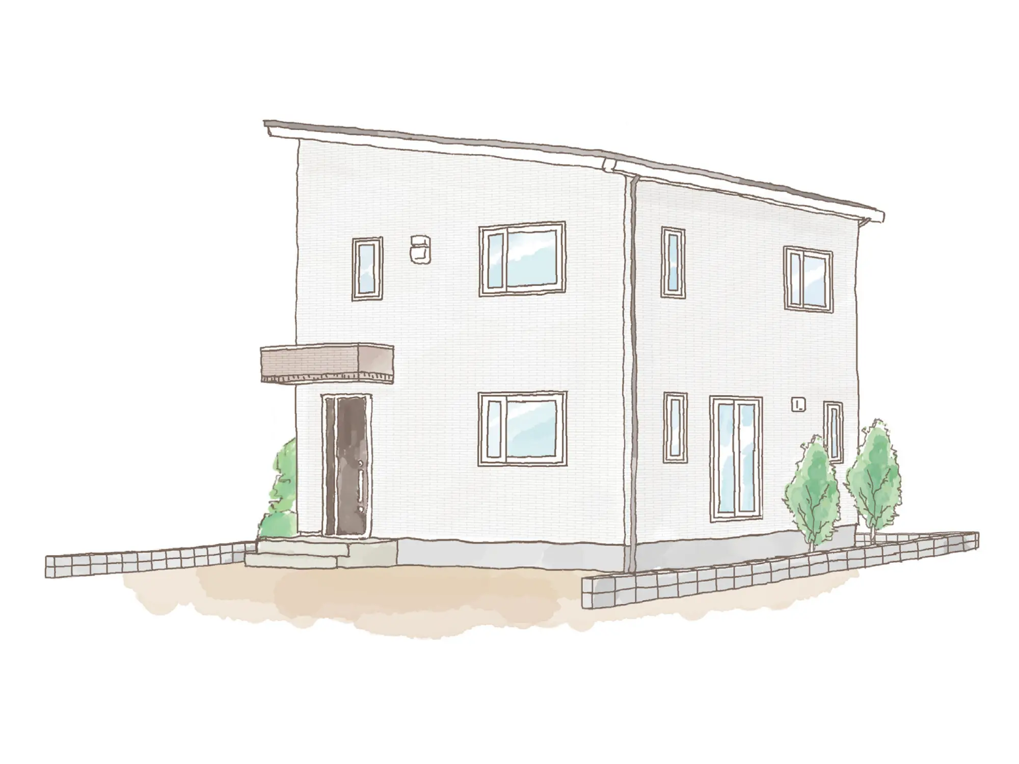 一条のハグミーW31-3545-0001の2階建て立面図|東西3LDKでウォークインクローゼット・シューズクローク・耐水害仕様 変更可能プランのプラン間取り