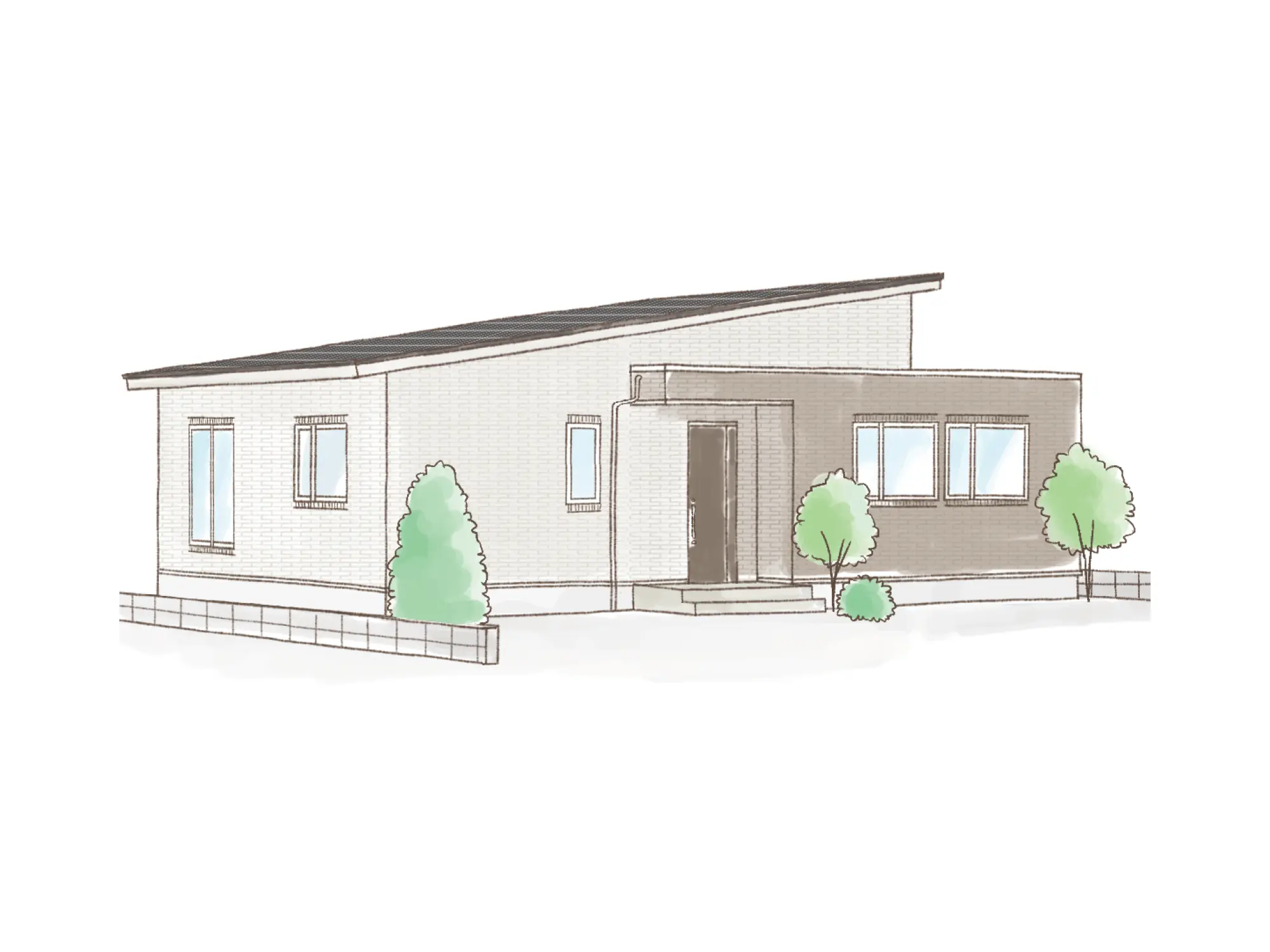 一条のハグミーE27-4565-0003の平屋立面図|東西3LDKでシューズクローク・耐水害仕様 変更可能プランのプラン間取り