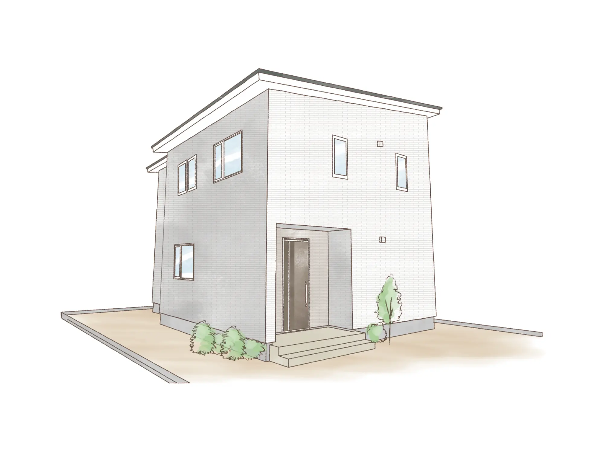 一条のハグミーE35-3555-0002の2階建て立面図|東西3LDKで吹き抜け・ウォークインクローゼット・シューズクローク・耐水害仕様 変更可能プランのプラン間取り
