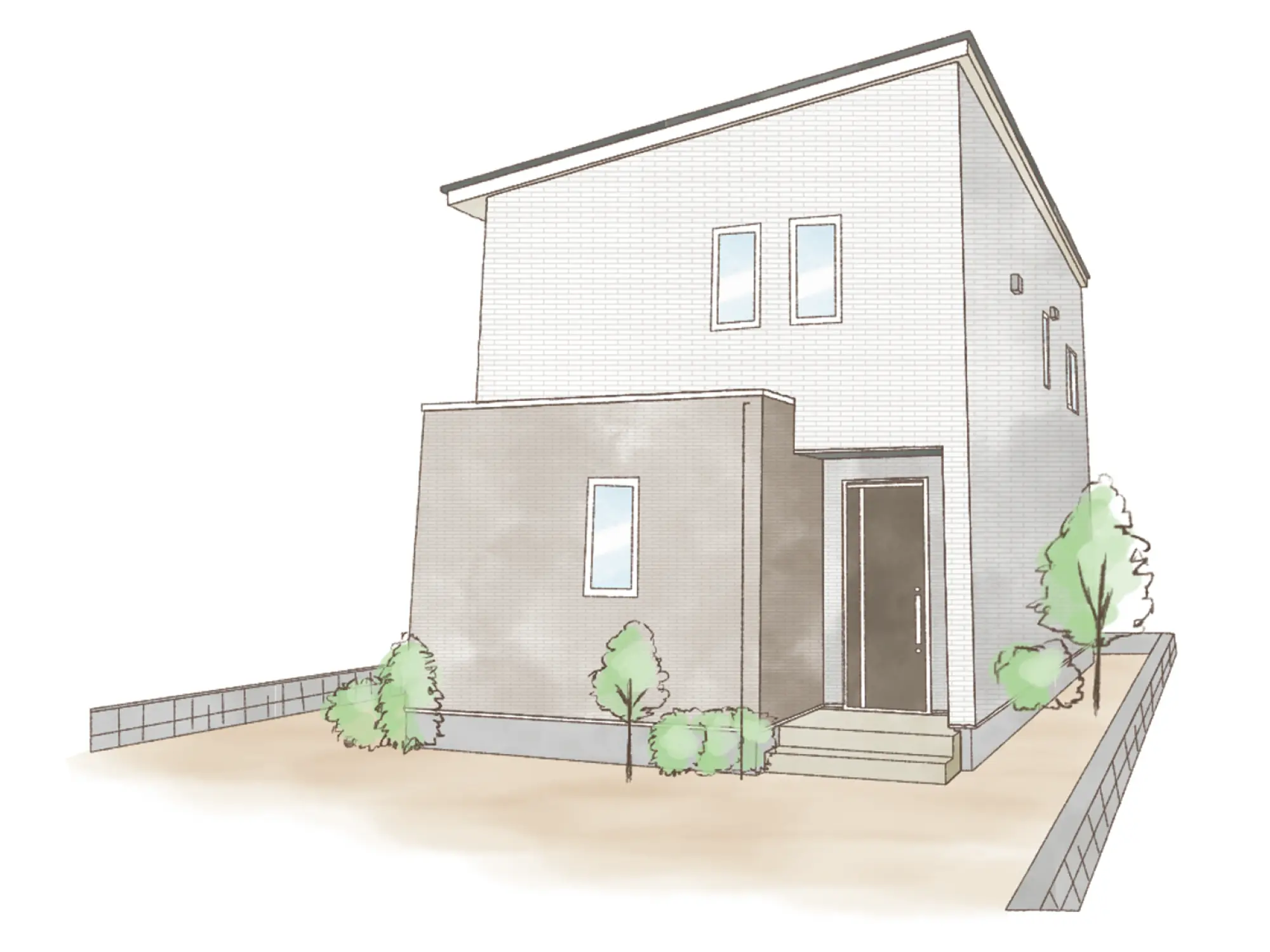 一条のハグミーE37-3065-0001の2階建て立面図|東西4LDKでリビング階段・ウォークインクローゼット・シューズクローク・和室のプラン間取り