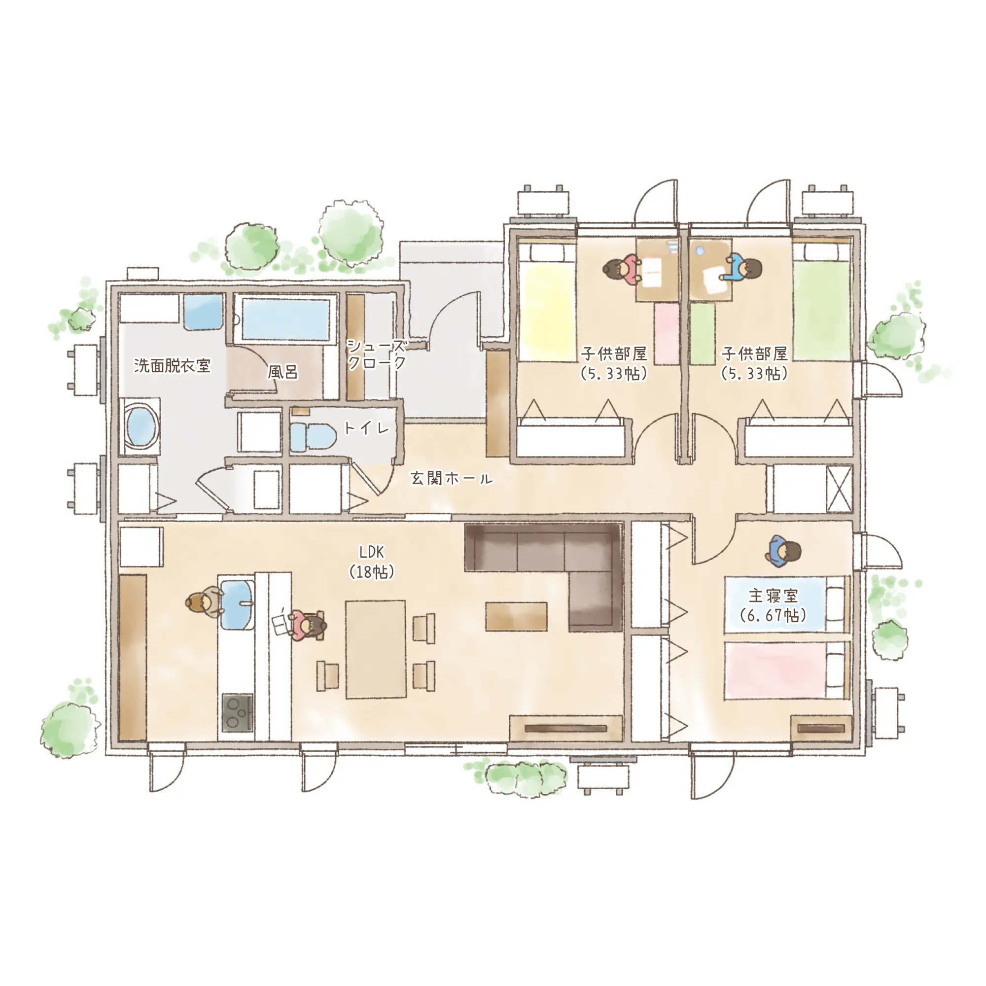 一条のハグミーN27-6545-0004の1階平面図|北3LDKでシューズクローク・耐水害仕様 変更可能プランのプラン間取り