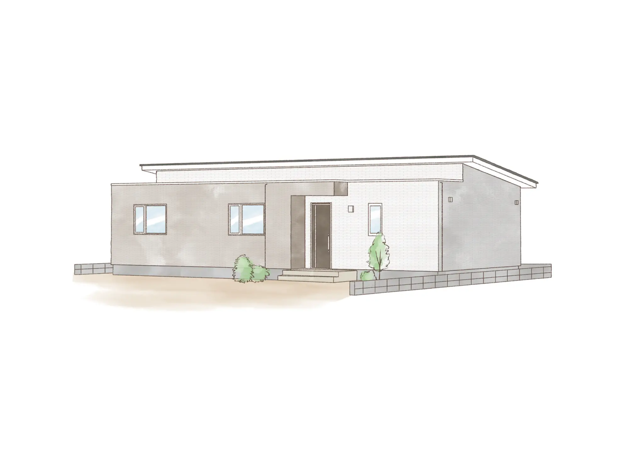 一条のハグミーN28-7540-0004の平屋立面図|北3LDKでシューズクローク・耐水害仕様 変更可能プランのプラン間取り