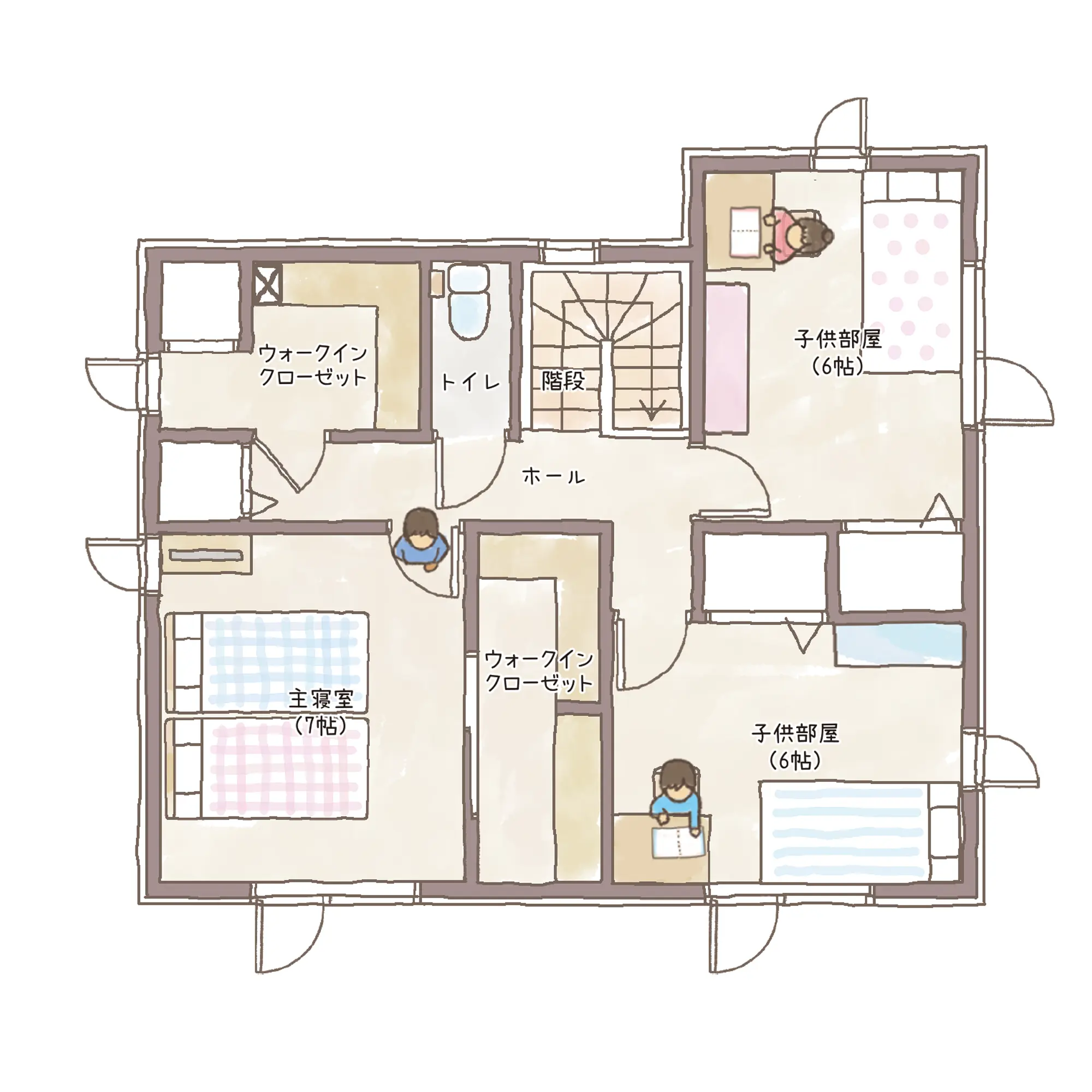 一条のハグミーN33-4540-0001の2階平面図|北3LDKでウォークインクローゼット・シューズクローク・耐水害仕様 変更可能プランのプラン間取り