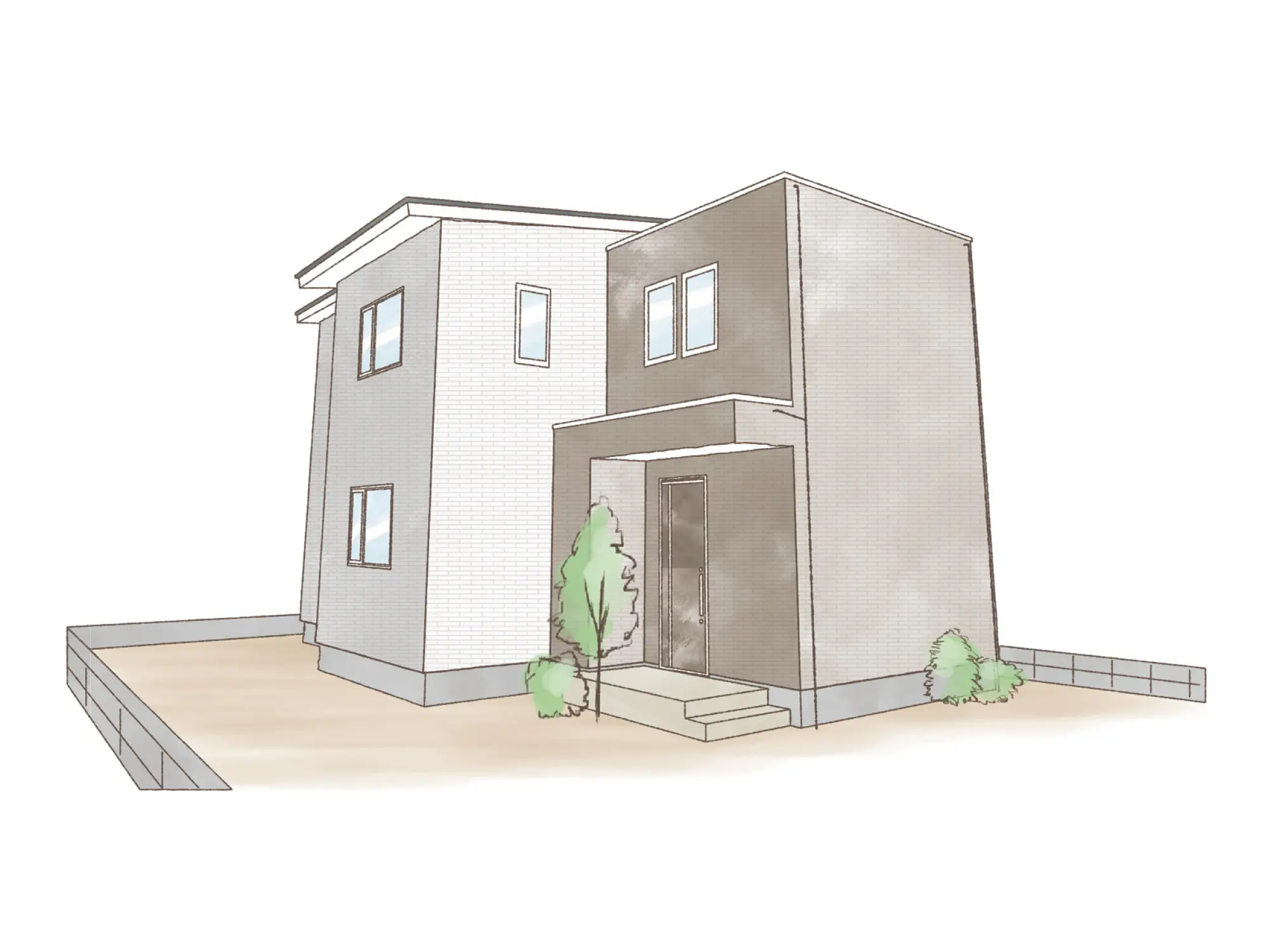 一条のハグミーS33-6035-0001の2階建て立面図|南3LDKで吹き抜け・リビング階段・ウォークインクローゼット・シューズクローク・耐水害仕様 変更可能プランのプラン間取り