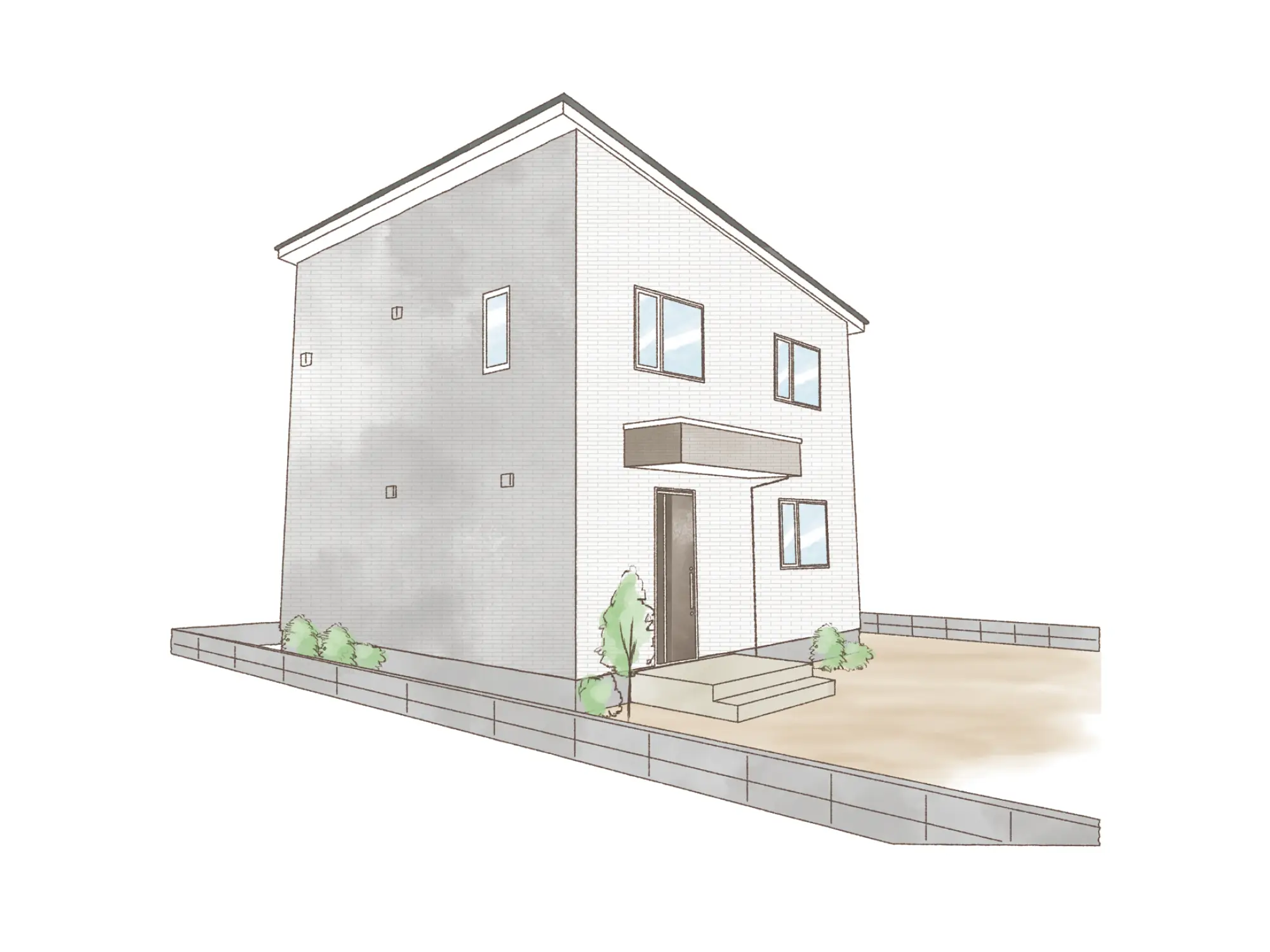 一条のハグミーW32-4040-0005の2階建て立面図|東西3LDKでウォークインクローゼット・シューズクローク・耐水害仕様 変更可能プランのプラン間取り