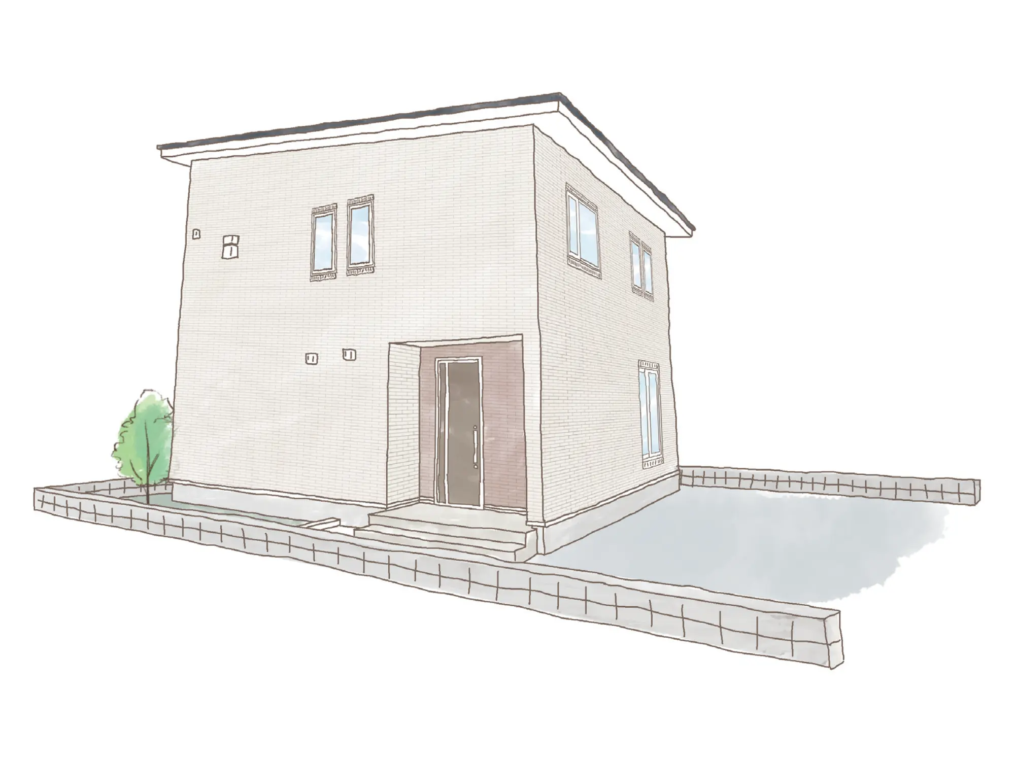 一条のハグミーW34-4540-0001の2階建て立面図|東西3LDKで吹き抜け・リビング階段・ウォークインクローゼット・シューズクローク・耐水害仕様 変更可能プランのプラン間取り