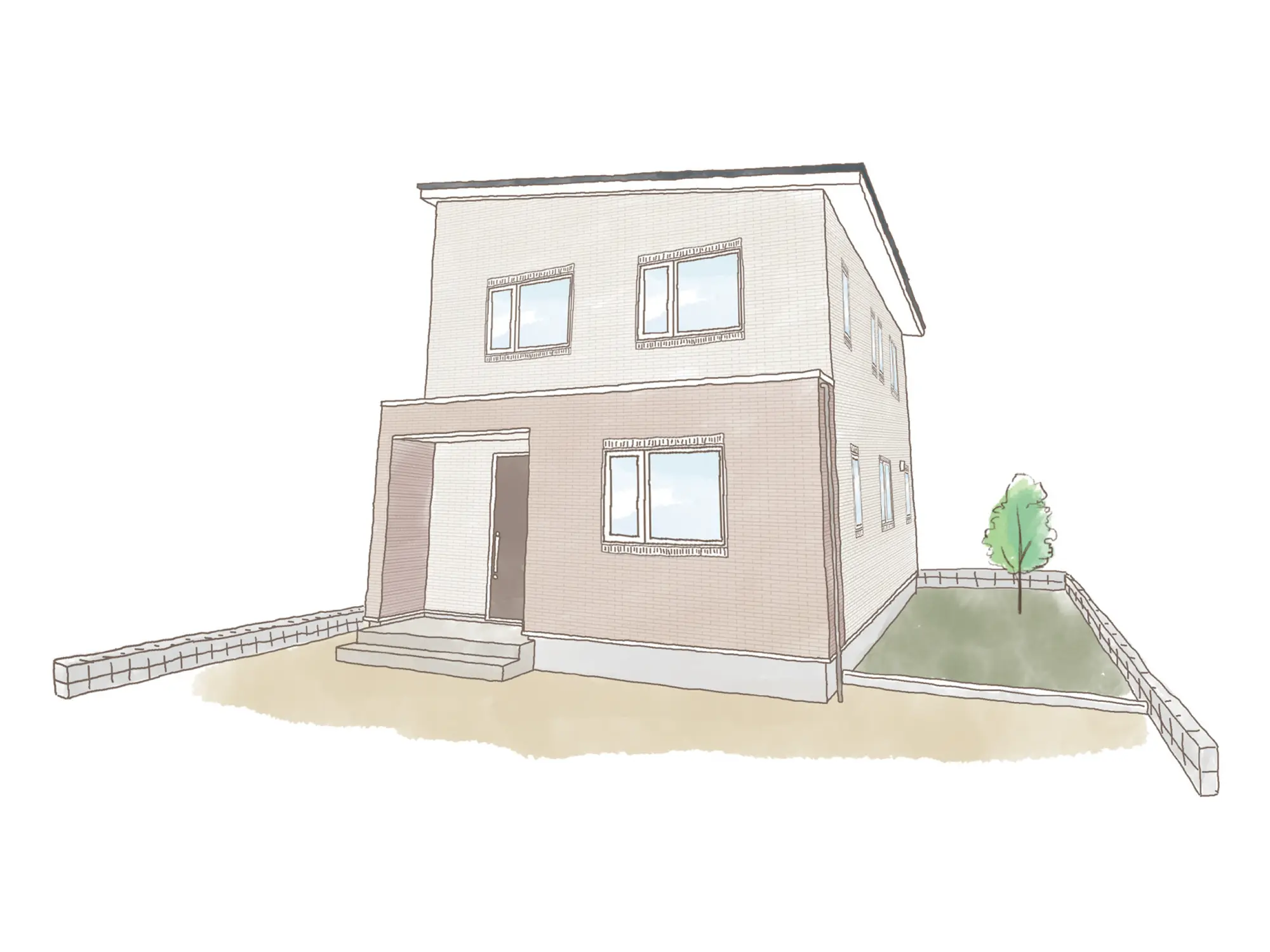 一条のハグミーW36-3555-0001の2階建て立面図|東西4LDKで吹き抜け・リビング階段・ウォークインクローゼット・シューズクローク・和室・耐水害仕様 変更可能プランのプラン間取り