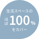 生活スペースのほぼ100%をカバー