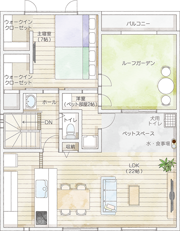 犬と快適に暮らすアイデア満載の 2F