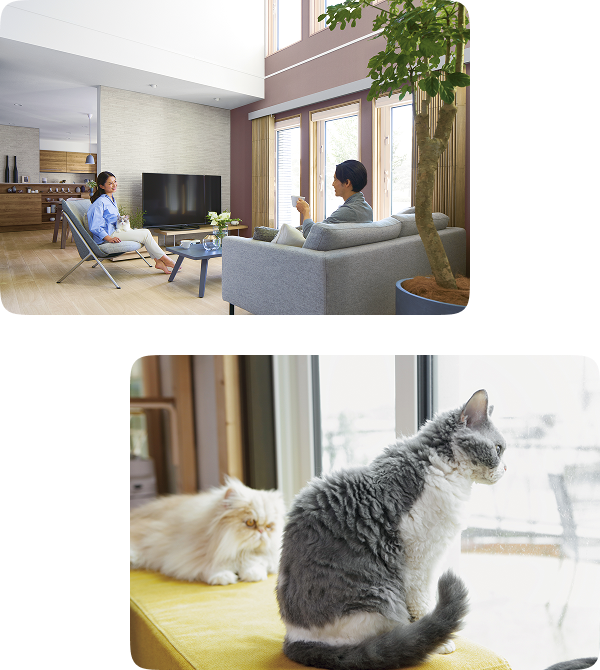 大きな窓でも静かな家でストレス軽減イメージ