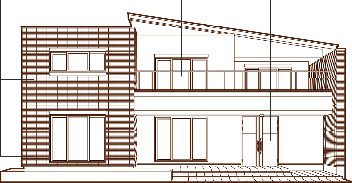 二階建て住宅の正面立面図