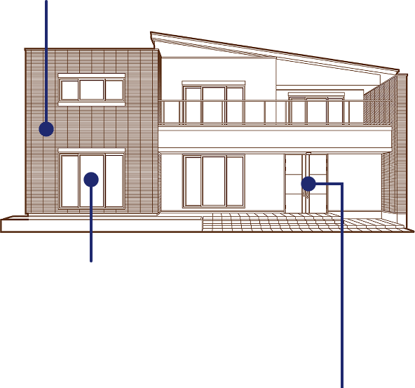 二階建て住宅の正面立面図