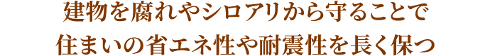 建物を腐れやシロアリから守ることで住まいの省エネ性や耐震性を長く保つ