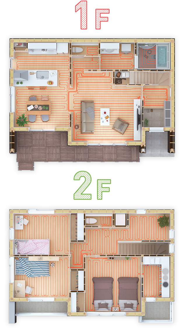 家中どこでも暖かい全館床暖房の家