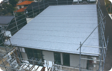 屋根全体に施工された下地材