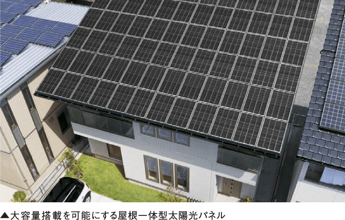 大容量搭載を可能にする屋根一体型太陽光パネル
