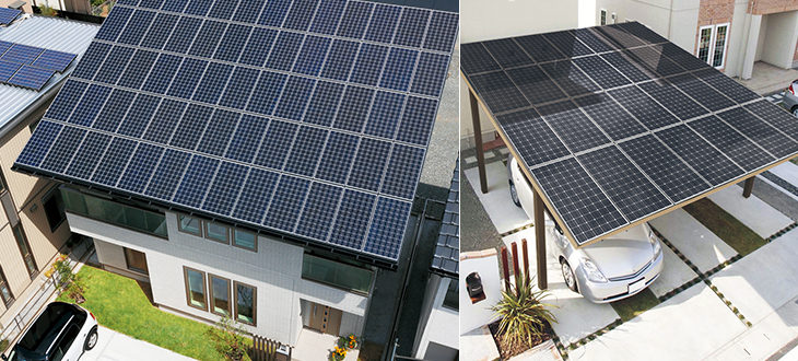 屋根一体型パネルのよる大容量太陽光発電イメージ
