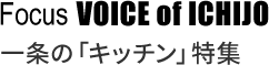 Focus VOICE of ICHIJO 一条の「キッチン」特集